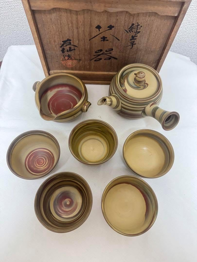 常滑焼 👡 友仙 練上手茶道具のセット